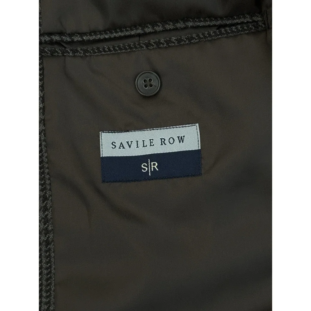Savile Row Men's Size 40S Brown Glen Plaid Pure Wool Blazer Suit Jacket 2-Button